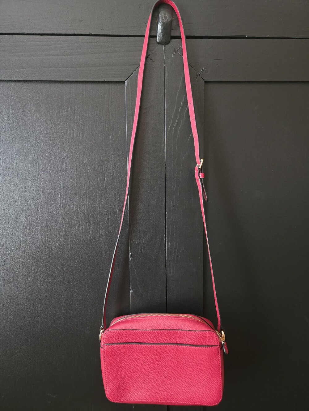 Lauren Ralph Lauren Red Pebbled Leather Crossbody Bag - Picture 12 of 16